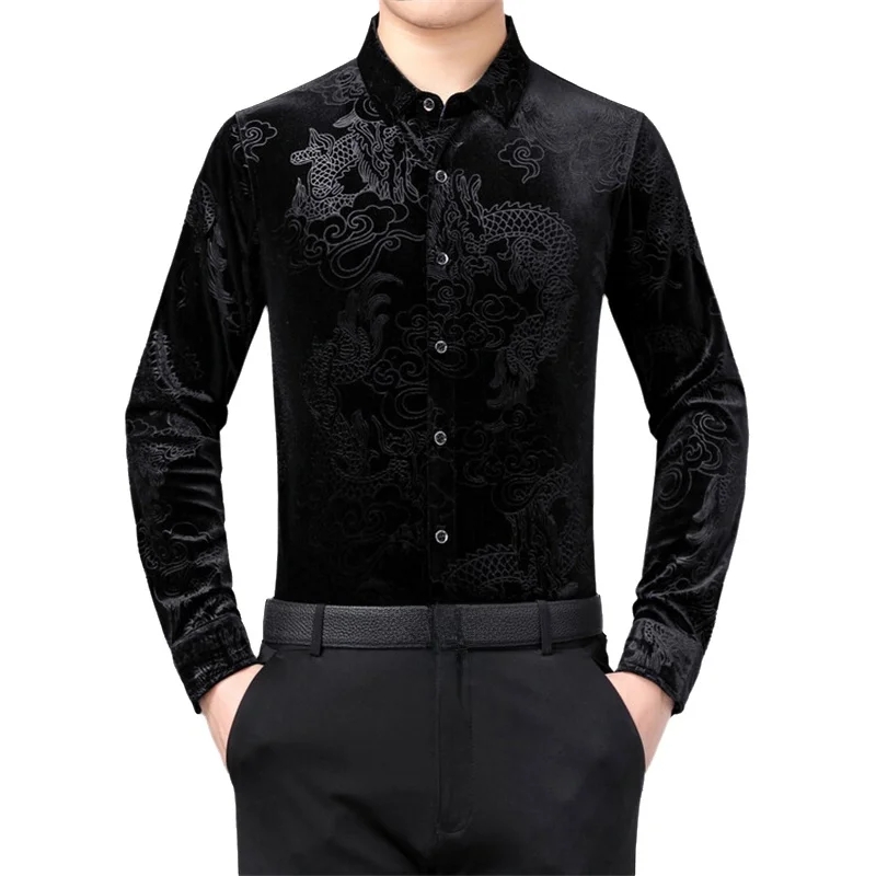 Men Formal Party Wear Shirt - Męska koszula z długim rękawem, wzór