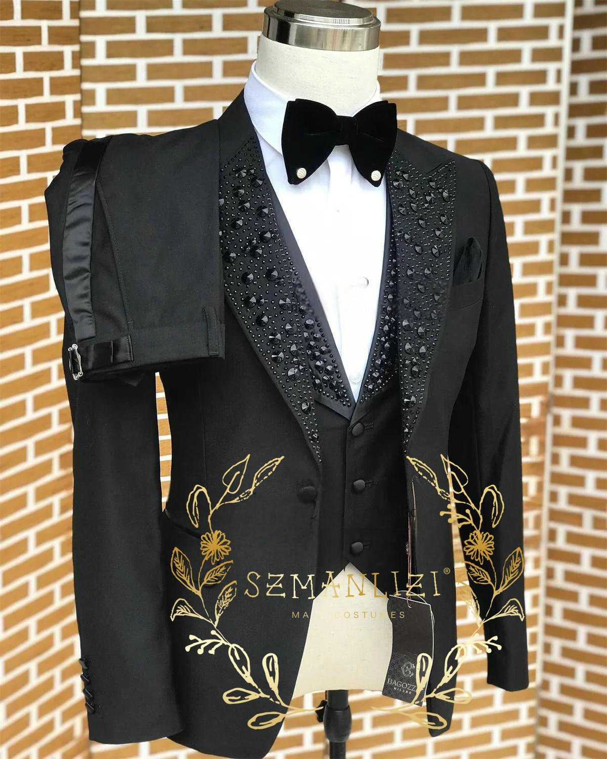 Formal Wear For Men In Wedding - Czarne garnitury męskie Luksusowe smokingi z