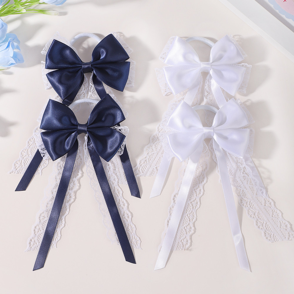 Satin Bow Tie - 2 szt. Satynowe koronkowe gumki do