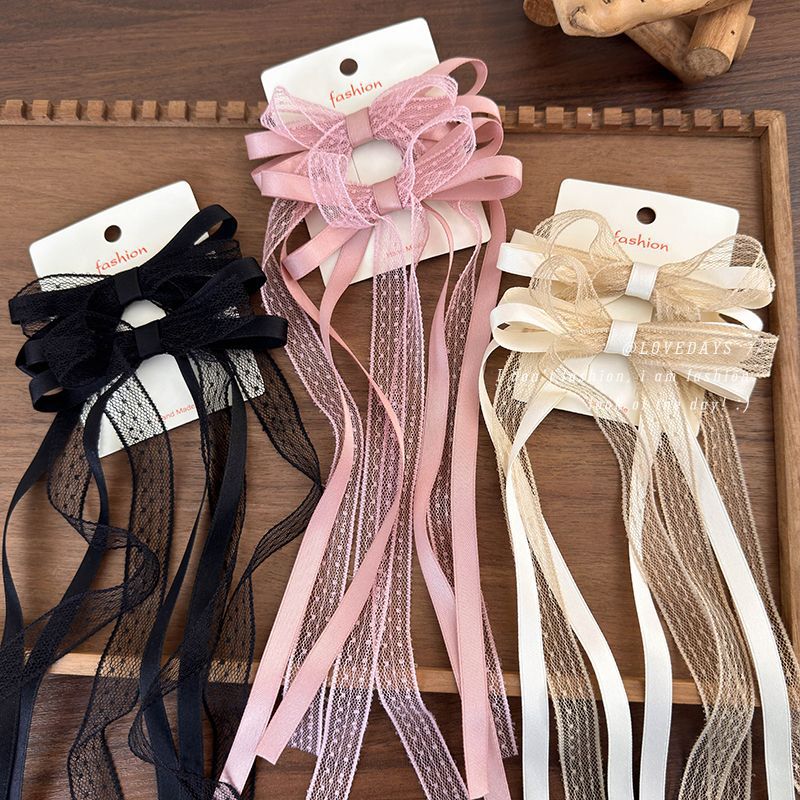 Satin Bow Tie - 2 sztuk/zestaw koronkowa satynowa wstążka kokarda