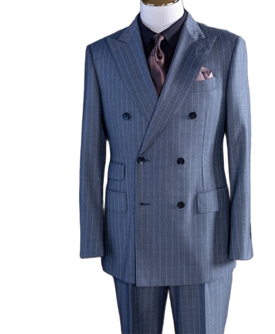 Formal Wear For Men In Wedding - Szary Garnitur Męski Dwurzędowy Klasyczny z