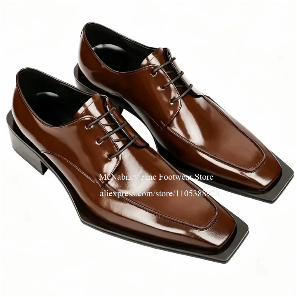 Formal Wear For Men In Wedding - Skórzane buty wizytowe z ćwiekami, sznurowane,
