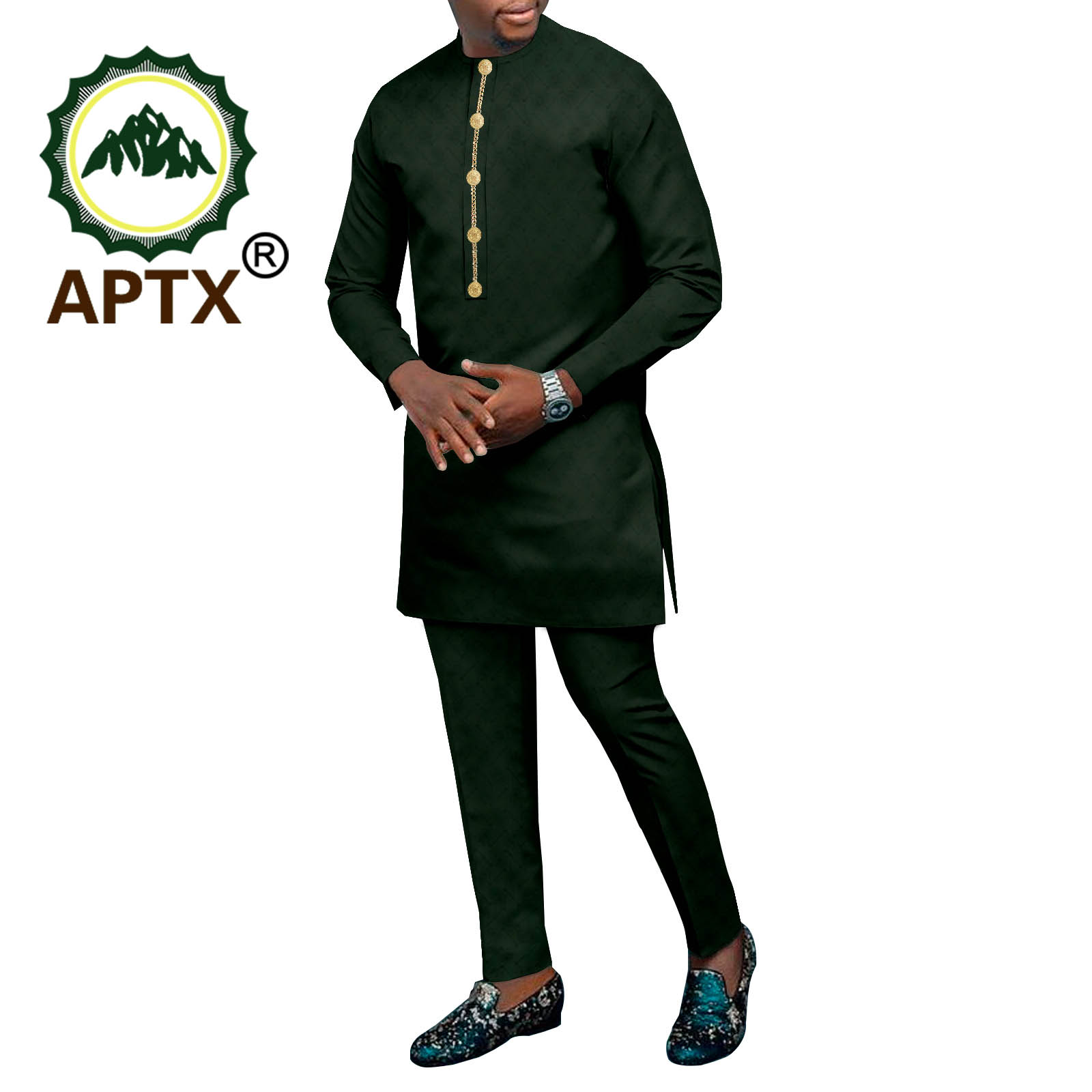 Men Formal Party Wear Shirt - Męska koszula długa z nadrukiem Dashiki