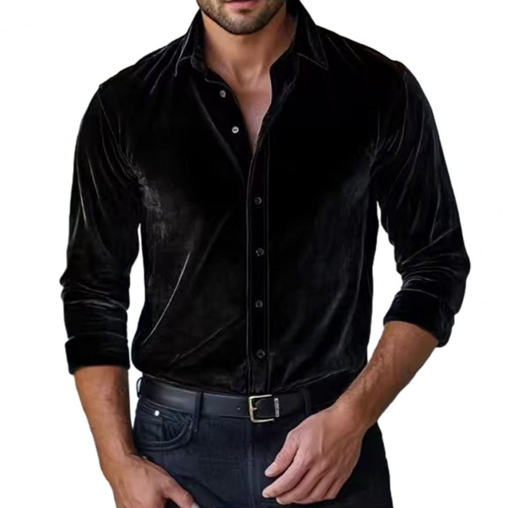 Męska koszula aksamitna, męska – Men Formal Party Wear Shirt recenzja i cena