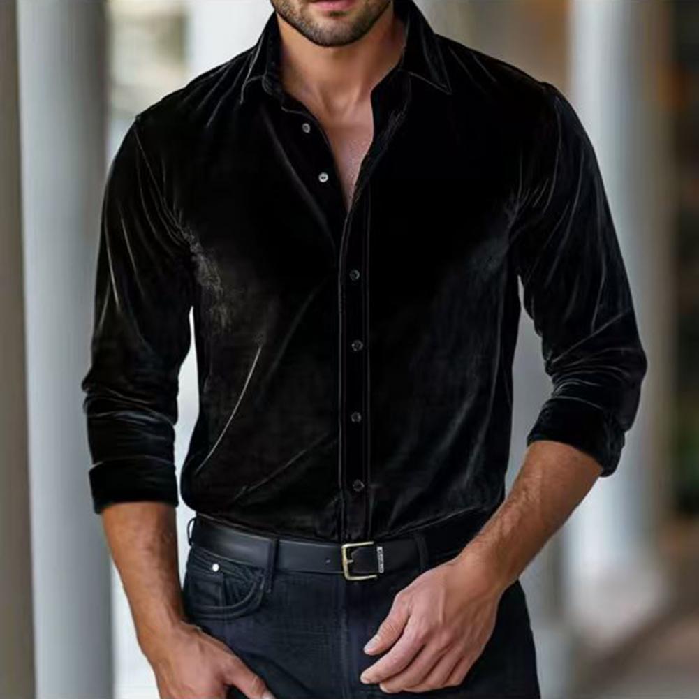 Męska koszula aksamitna, męska – Men Formal Party Wear Shirt recenzja i cena