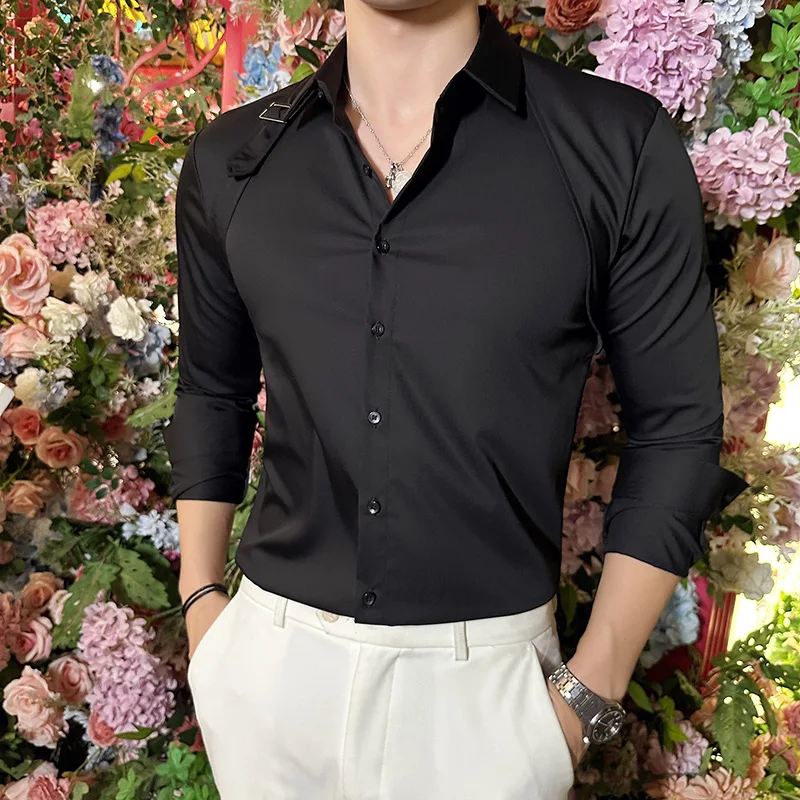 Koszula męska z paskiem Koszul – Men Formal Party Wear Shirt recenzja i cena