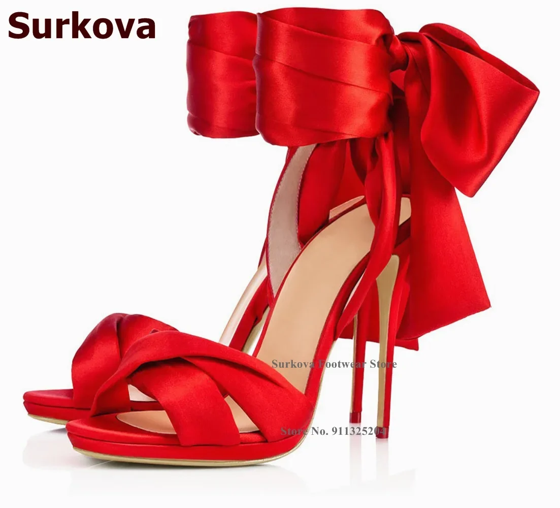 Surkova Hot Red Satin Fabric B – Satin Bow Tie recenzja i cena