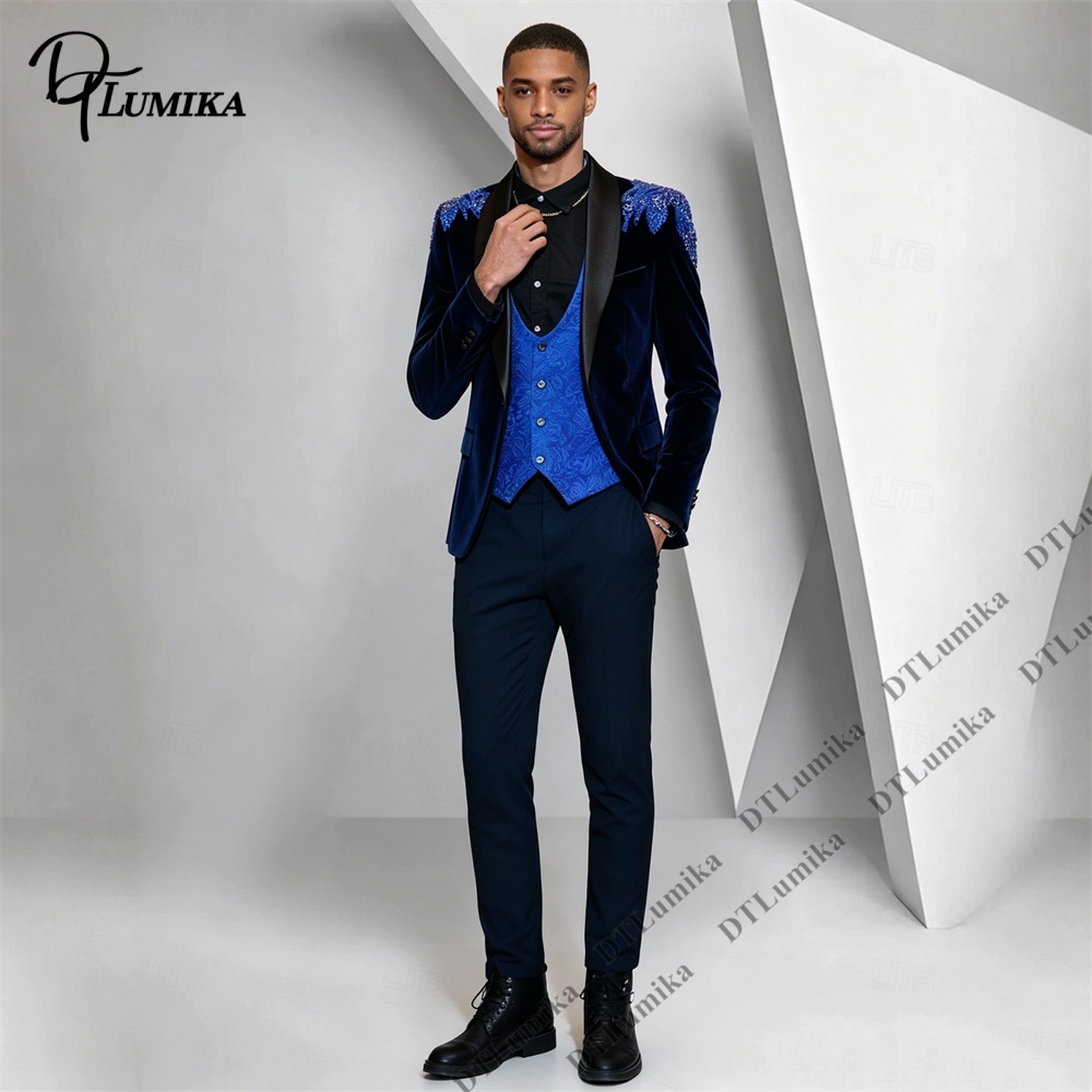 Męski garnitur welurowy 3-częś – Formal Wear For Men In Wedding recenzja i cena